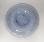 A French opaque blue glass dish, 41cm