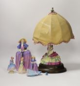 Six Royal Doulton figurines comprising two Patricia HN1431 (one miniature), miniature Pantalettes,