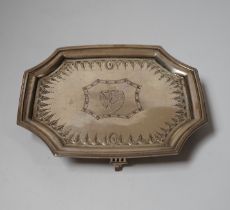 A George III silver teapot stand, with inswept corners, Urquhart & Hart, London, 1792, 13.7cm, 4.