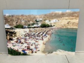 Richard Silver, 'Mykonos Beach” a large tilt shift photographic panel, width 150cm, height 100cm