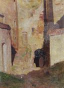 French oil on canvas, Street scene, indistinctly signed lower right, 36 x 26cm, unframed