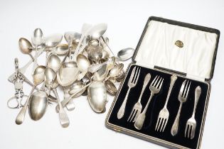 A quantity of assorted 19th century and later silver flatware, various dates, patterns and makers