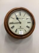 A Victorian mahogany circular wall dial, marked Morath Bros., Liverpool, diameter 32cm