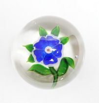 A Baccarat blue flower paperweight, 6cm