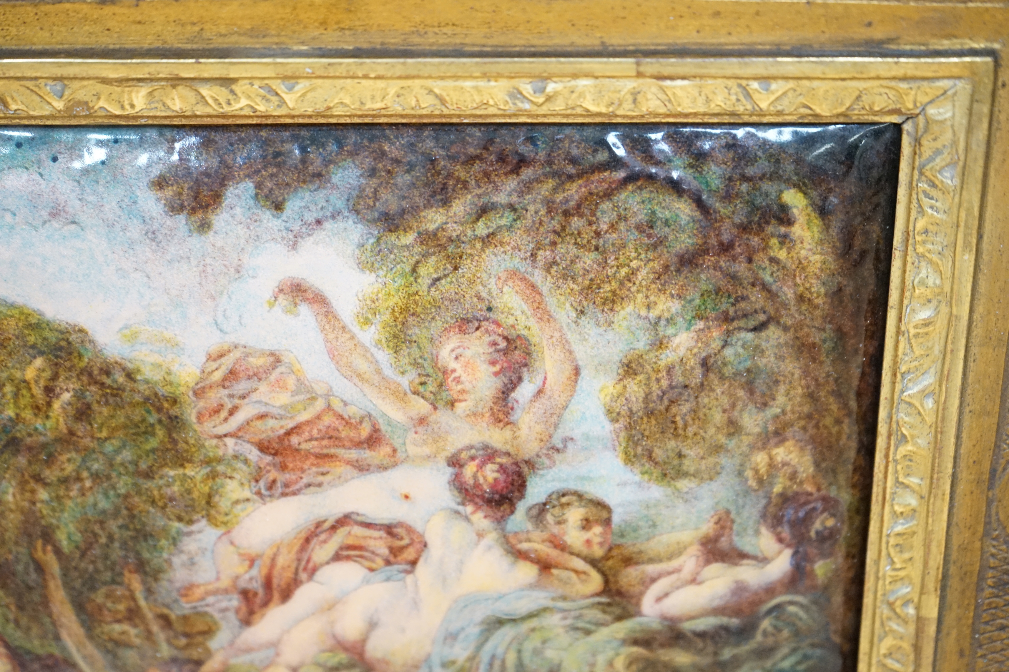 Ernest Blancher (1855-1935) After Jean-Honoré Fragonard (French, 1732-1806) Limoges convex plaque - Image 5 of 8