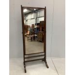 An early 20th century mahogany cheval mirror, width 65cm, height 168cm