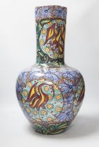 A large Portuguese maiolica vase in de Morgan style, 58.5cm high