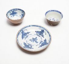 A Chinese Nanking cargo type tea bowl, another tea bowl and saucer, Qianlong period