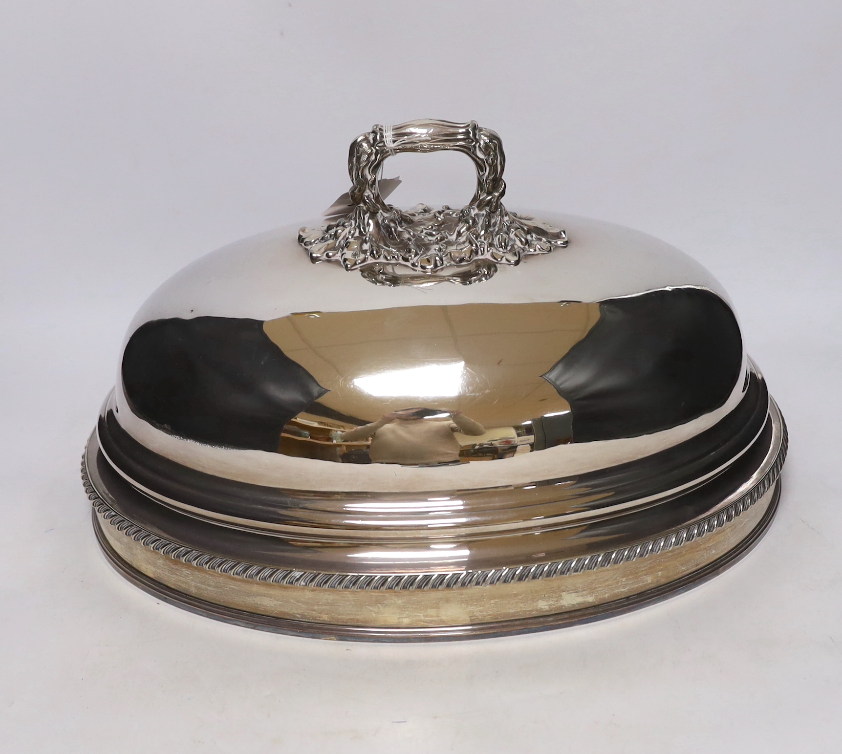 An Old Sheffield plate domed meat dish cover, 39.6cm - Image 3 of 4