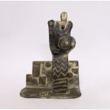 John Maltby (1936-2020), a ceramic abstract sculpture ‘Seated Kinght’, moulded maker’s mark, 19cm