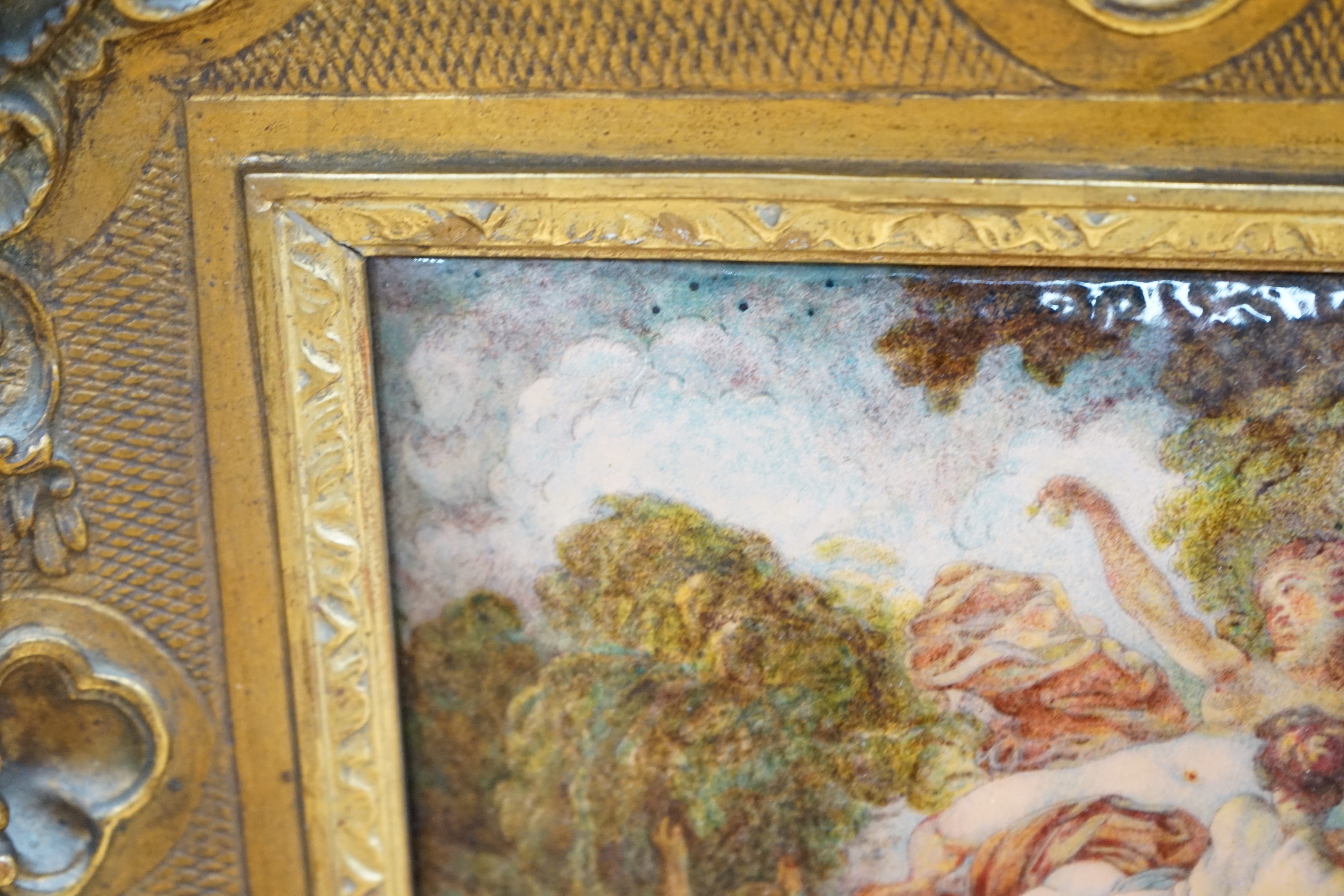 Ernest Blancher (1855-1935) After Jean-Honoré Fragonard (French, 1732-1806) Limoges convex plaque - Image 6 of 8