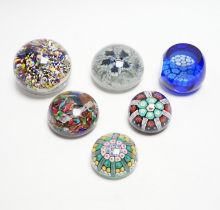 Six 20th century paperweights