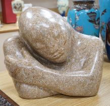 Polly Ionides (b. 1944), a Swaledale fossil stone bust of a lady, ‘Daydream’, 41cm wide Provenance -