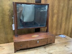 A Regency inlaid mahogany toilet mirror, width 53cm, height 54cm