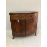 An Edwardian mahogany bowfront side cabinet, width 100cm, depth 49cm, height 100cm