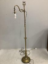 An Edwardian brass standard lamp, height 157cm
