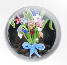 A Paul Ysart ‘small flower bouquet’ glass paperweight, pre-war Moncrieff period, ‘PY’ cane, the