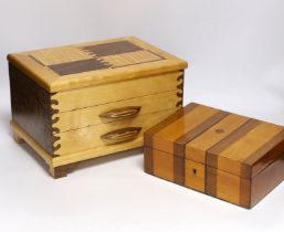 A contemporary maple and wenge jewellery box, by Judd Lotts, 31cm wide, 23cm deep, 20cm high,
