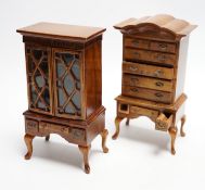 Two pieces of early 20th century miniature furniture - a mid-18th century style walnut bookcase,
