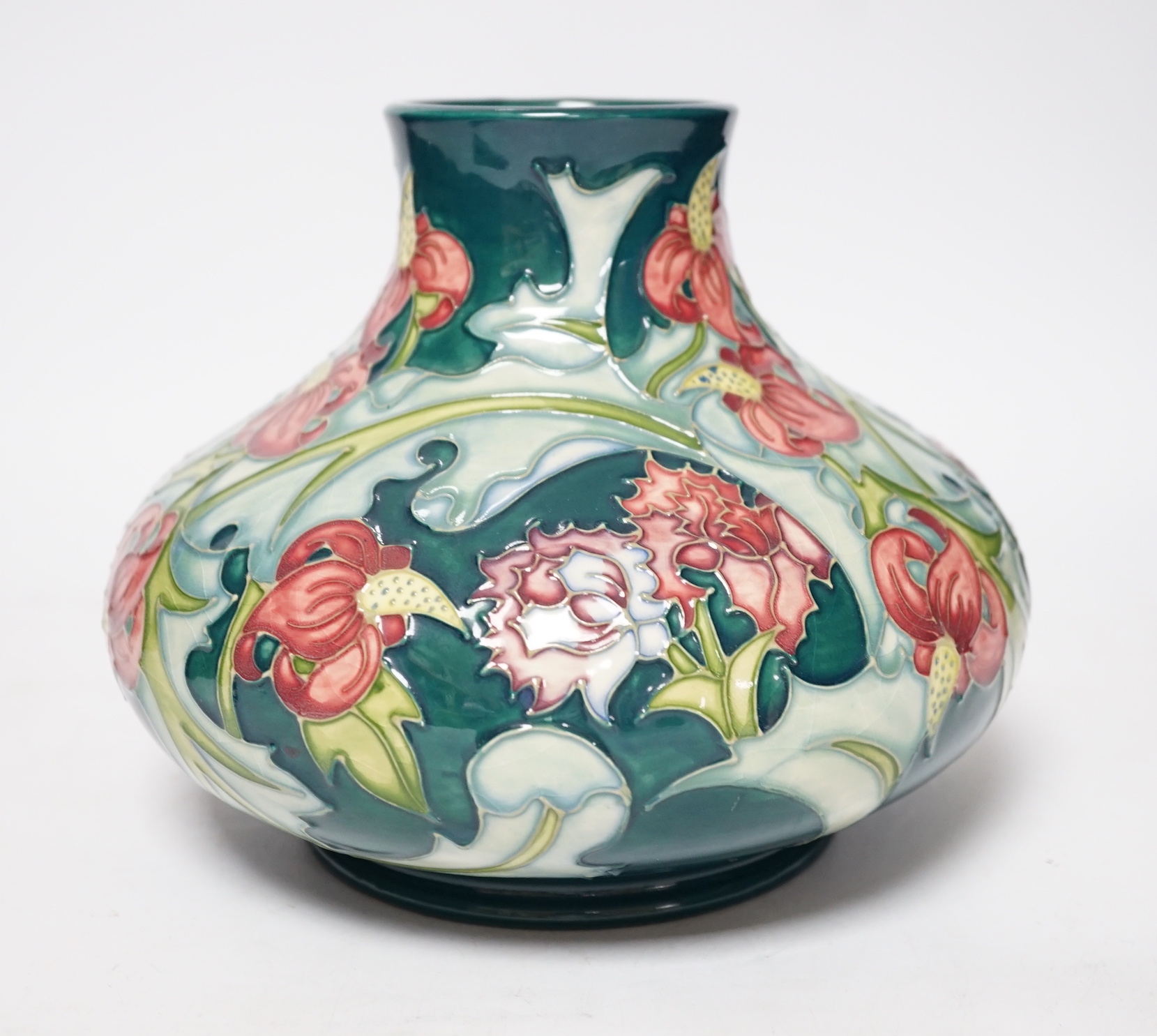 A Moorcroft Leicester pattern squat baluster vase, 16.5cm