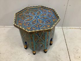 An Indian octagonal painted occasional table, width 51cm, height 53cm