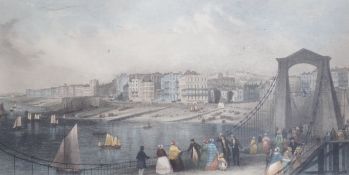 T A Prior (19th. C) hand coloured engraving, Brighton, published by J & W Robins, London, 23 x 44cm