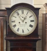 An early 19th century Irish mahogany eight day longcase clock, circular painted dial marked Robert