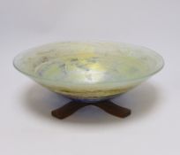 A contemporary glass bowl, signed Helen (?), ‘Light on Water’, 35cm diameter