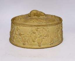 A Wedgwood caneware game pie dish, c.1879, separate glazed inner liner, 14cm high