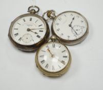 A Georgian gilt metal pair cased pocket watch (lacking outer case) by Masters of Piccadilly, with
