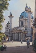W.B. Wright, watercolour, 'Karlskirche Vienna', signed, 52 x 36cm