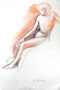 Philip Naviasky (1894-1983) sanguine pastel on card, Study of a nude woman, signed, unframed, 37 x