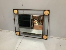 A contemporary wrought iron mirror, width 84cm, height 70cm