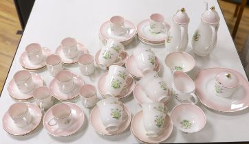 A Susie Cooper floral printed part tea and coffee set