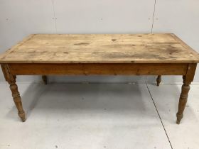 A Victorian rectangular pine kitchen table, width 180cm, depth 88cm, height 72cm