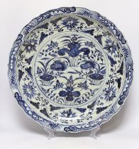 A large Chinese blue and white charger, 51cm diameter