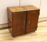 An early 18th century South German marquetry and penwork table top collector's cabinet, 49cm high,