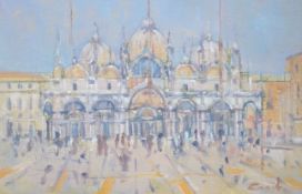 Stephen T. Cook, oil on board, St Mark’s, Venice, signed, inscribed gallery label verso, 14 x 21cm