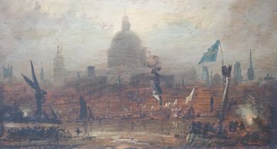 Late 19th/early 20th century English school, oil on board, St Paul's Cathedral, London, unsigned, 27