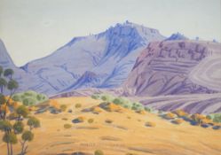 Walter Ebatarinja (Australian, 1915-1968) Aboriginal watercolour, Hernannsburg near Finke river,