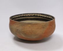 A pre-historic red bowl with black on white painted designs, Salado, Gila River, Arizona, 1250–
