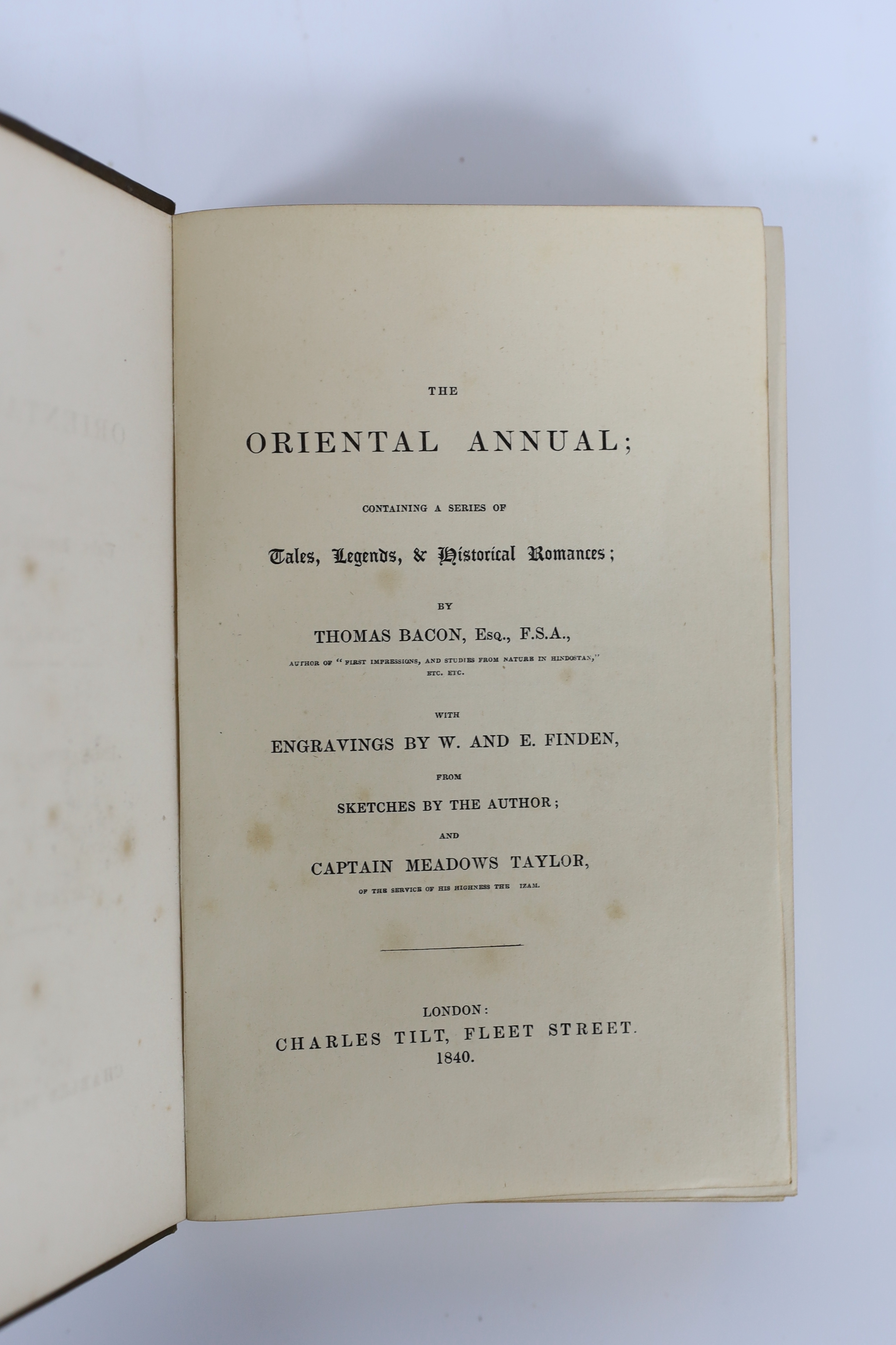 ° ° The Oriental Annual, or Scenes in India ... 7 vols., pictorial engraved and printed titles, - Image 2 of 3