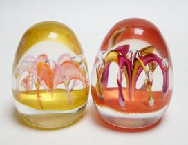 Two Paul Ysart ‘fountain’ glass paperweights, Harland/Highland period, one with Highland