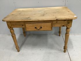 A Victorian and later rectangular pine kitchen table, width 122cm, depth 74cm, height 78cm