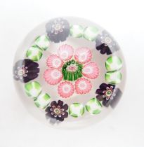 A small Clichy green and white cabbage roses paperweight, 4.2cm