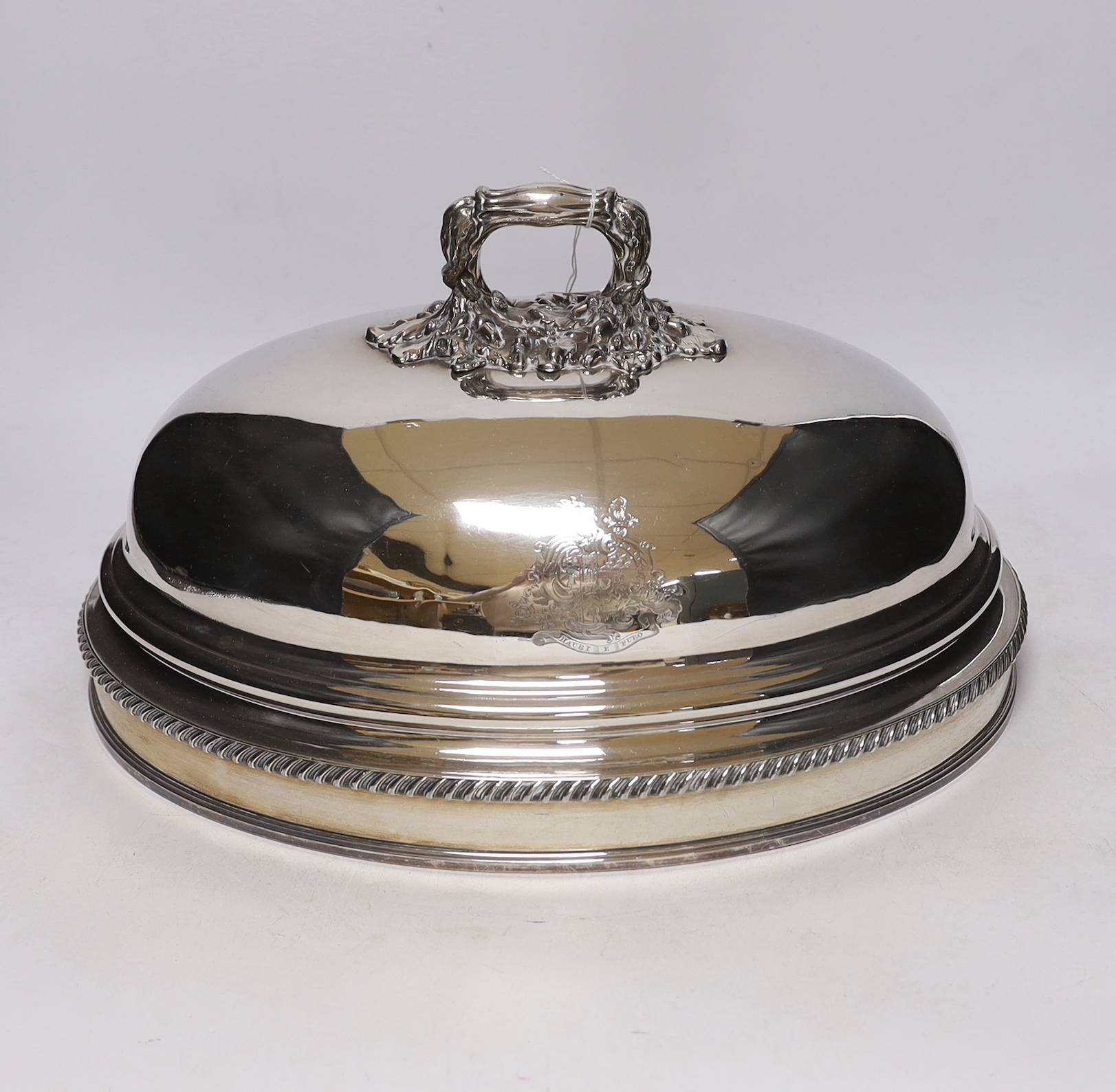An Old Sheffield plate domed meat dish cover, 39.6cm