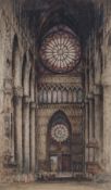 Edward Sharland (1884-1967), coloured etching, Rheims Cathedral, signed in pencil, 52 x 31cm