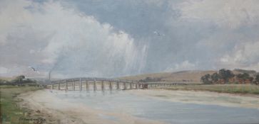 Charles Frank Trangmar (1889-1965) oil on canvas, "Old Shoreham toll bridge", signed and dated 1913,