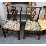 Seven George III Provincial mahogany oak and fruitwood dining chairs