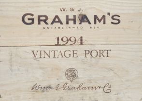 A case of twelve bottles of Grahams vintage port 1994 OWC